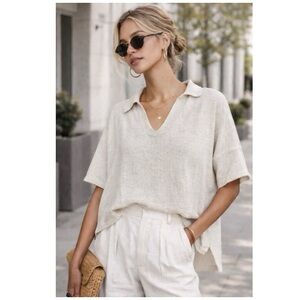 Monica Cordera | Knit Linen Polo Top